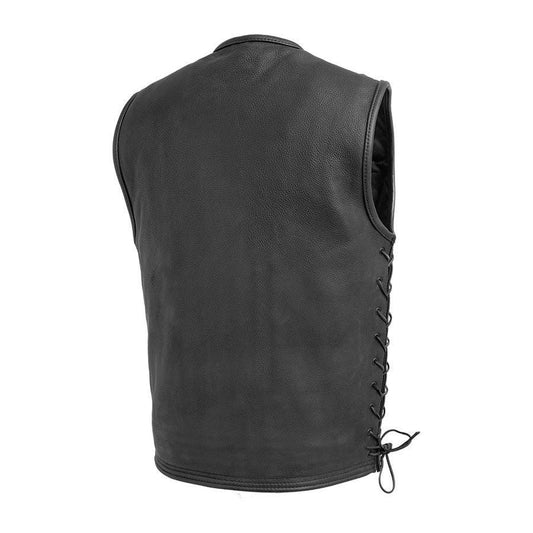 Men's Motorcycle Leather Vest with Side Lacing