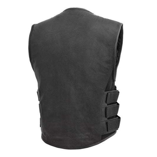 SWAT Style Motorcycle Leather Vest