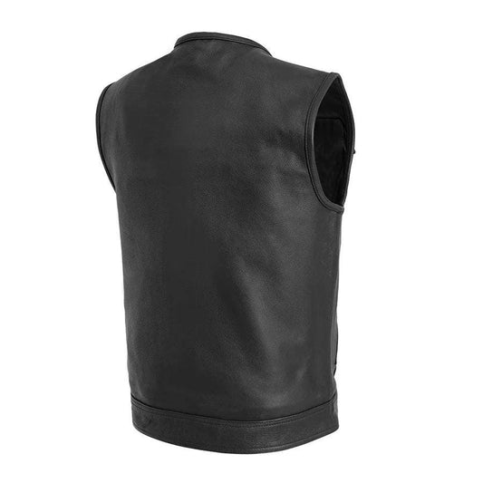 Unbeatable Men's Motorcycle Leather Vest Men Hunt Club Leather Vest Black Leather Rider Leather Bike Vest