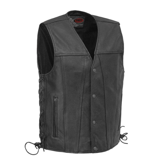 Gambler Men's Motorcycle Leather Vest Men Hunt Club Leather Vest Black Leather Rider Leather Bike Vest