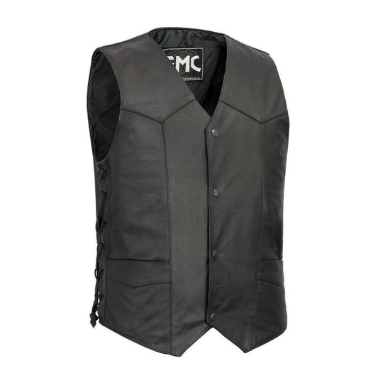 Carbine Men's Western Style Leather Motorcycle Vest Men Hunt Club Leather Vest Black Leather Rider Leather Bike Vest