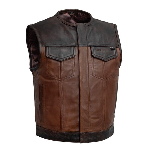 Lowside Gunner Men's Motorcycle Leather Vest Men Hunt Club Lowside Vest Black Leather Rider Lowside Biker Vest Lowside Motorcycle Vest