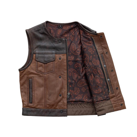 Lowside Gunner Men's Perforated Leather Vest Men Hunt Club Lowside Vest Black Leather Rider Lowside Biker Vest Lowside Motorcycle Vest