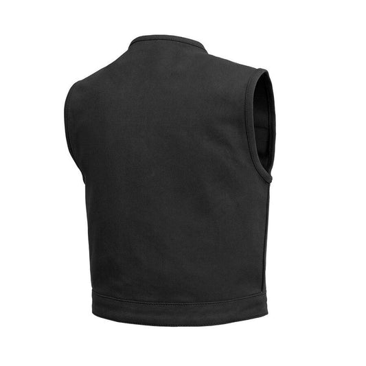 Lowside Men's Motorcycle Twill Vest Men Hunt Club Lowside Vest Black Leather Rider Lowside Biker Vest Lowside Motorcycle Vest