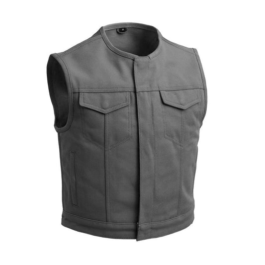 Lowside Men's Motorcycle Canvas Vest (Grey) Men Hunt Club Lowside Vest Black Leather Rider Lowside Biker Vest Lowside Motorcycle Vest