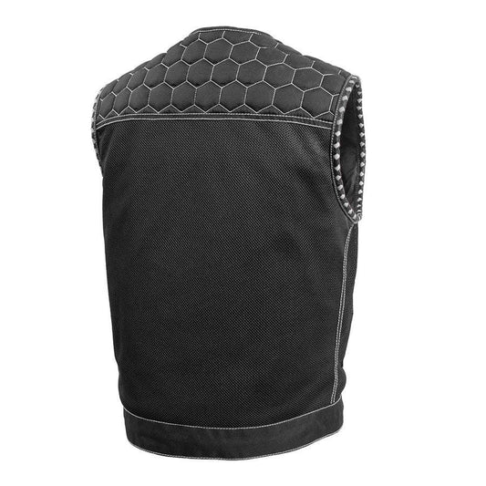 Hornet Moto Mesh - Men's Club Style Vest Men Summer Biker Vest Moto Mesh Vest Black Leather Rider Mesh Biker Vest for Summers