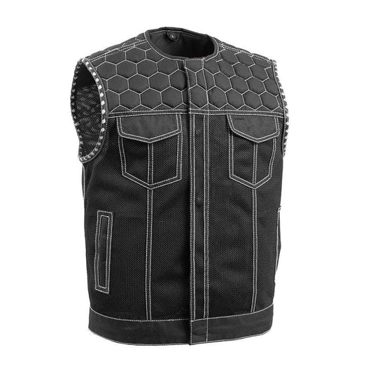 Hornet Moto Mesh - Men's Club Style Vest Men Summer Biker Vest Moto Mesh Vest Black Leather Rider Mesh Biker Vest for Summers