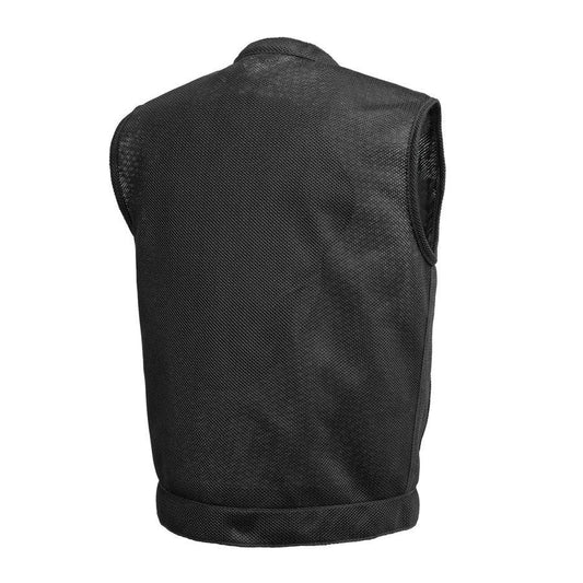 Sharp Shooter Moto Mesh Men's Motorcycle Vest Men Summer Biker Vest Moto Mesh Vest Black Leather Rider Mesh Biker Vest for Summers