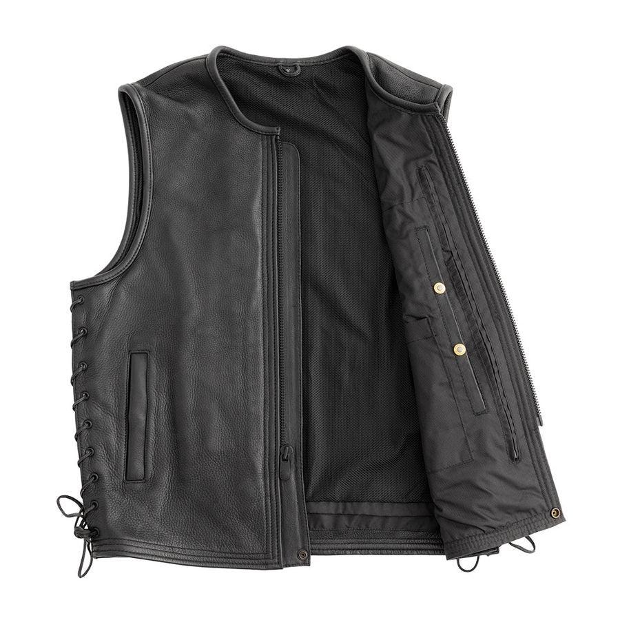 Men's Motorcycle Leather Vest with Side Lacing