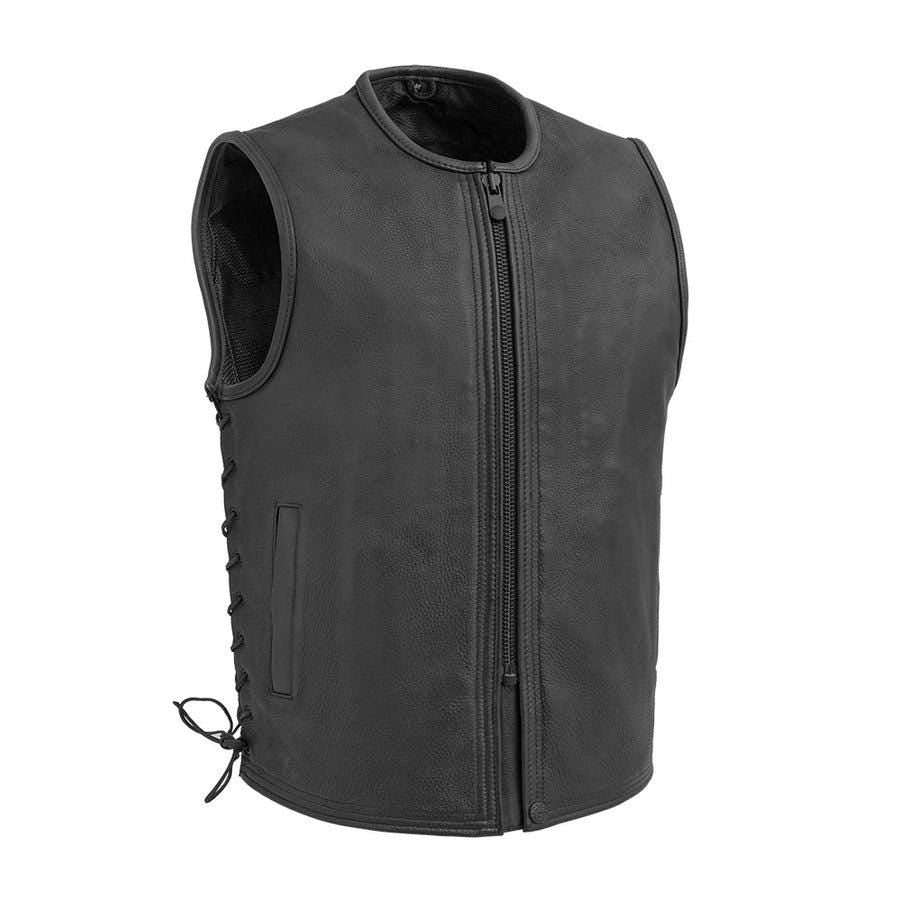 Men's Motorcycle Leather Vest with Side Lacing