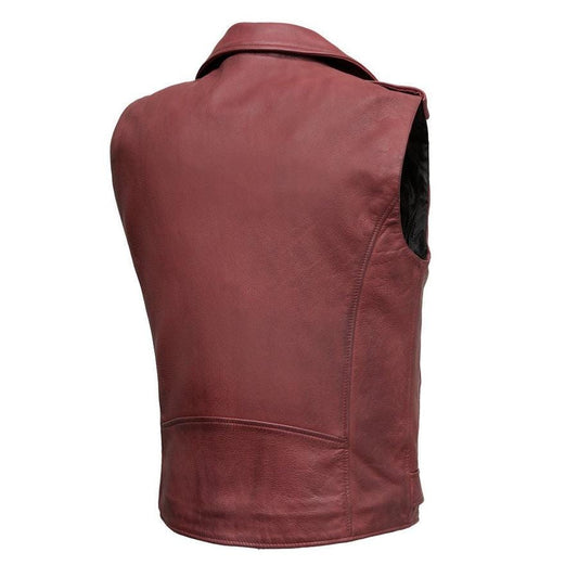 Roller - Men's Motorcycle Leather Vest Men Hunt Club Leather Vest Black Leather Rider Leather Bike Vest