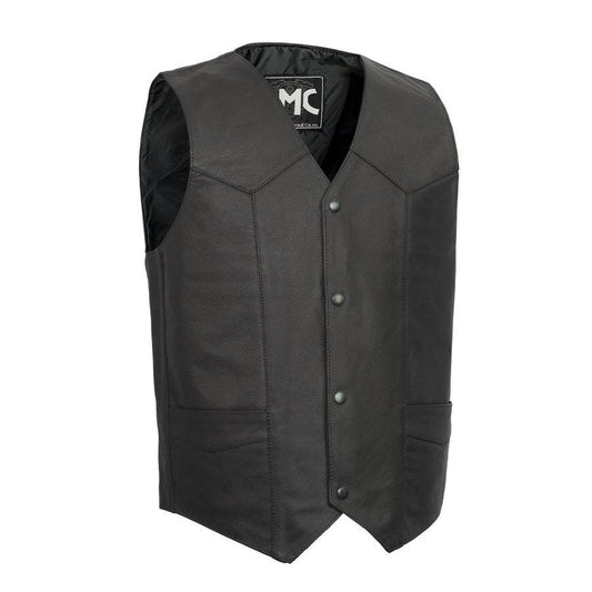 Top Shot Men's Motorcycle Western Style Leather Vest Men Hunt Club Leather Vest Black Leather Rider Leather Bike Vest