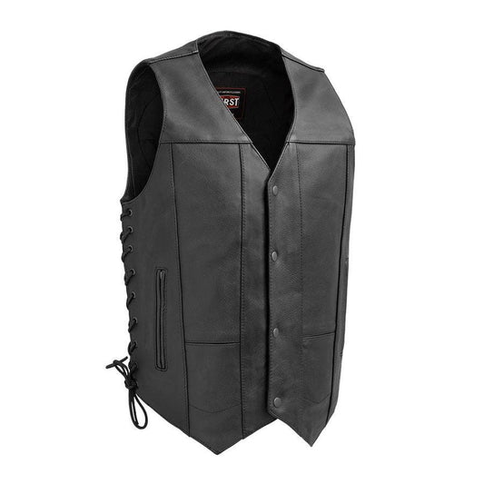 Top Biller Men's Motorcycle Western Style Leather Vest Men Hunt Club Leather Vest Black Leather Rider Leather Bike Vest