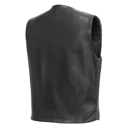 Tombstone Men's Motorcycle Western Style Leather Vest Men Hunt Club Leather Vest Black Leather Rider Leather Bike Vest