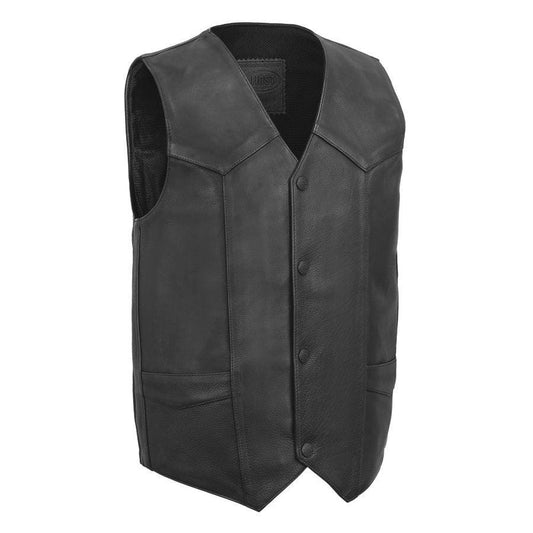 Tombstone Men's Motorcycle Western Style Leather Vest Men Hunt Club Leather Vest Black Leather Rider Leather Bike Vest