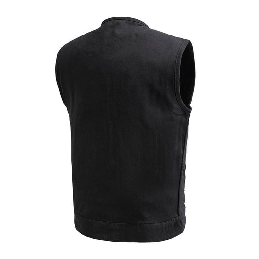 No Limit - Men's Motorcycle Twill Vest Men Hunt Club Demin/Twill Vest Black Leather Rider Denim Biker Vest Twill Motorcycle Vest