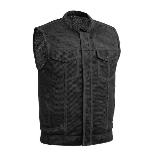 Sharp Shooter Moto Mesh Men's Motorcycle Vest Men Summer Biker Vest Moto Mesh Vest Black Leather Rider Mesh Biker Vest for Summers